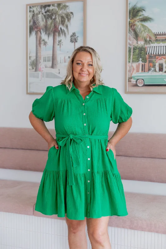 Mini dresses with one - shoulder designs Mali Dress in Green