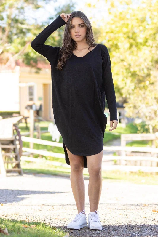Cotton mini dresses for a comfortable everyday option Kobi Dress Black