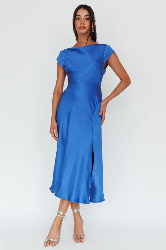 Midi dresses with cotton - blend materials for everyday comfort Lucinda Twist Back Midi Dress Navy