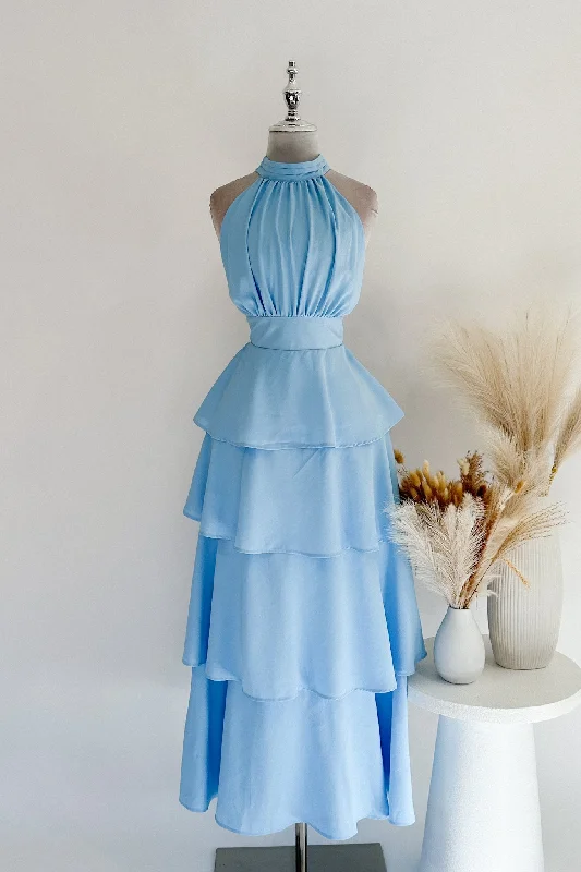 Midi dresses with ruffled hems for a romantic date night Chiara Maxi Dress - Blue