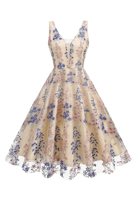 Wrap - style midi dresses in silk for a sophisticated office look Sparkly Apricot Flower Sleeves Swing 1950s Dress Wrap - style midi dresses in silk for a sophisticated office look Sparkly Apricot Flower Sleeves Swing 1950s Dress