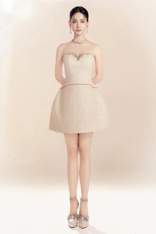 Mini dresses with button - down fronts Goldea A-line Spaghetti Strap Organza Mini Dress Mini dresses with button - down fronts Goldea A-line Spaghetti Strap Organza Mini Dress