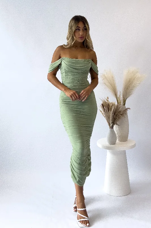 Sleeveless midi dresses with lace details for summer weddings Regan Maxi Dress - Sage Sleeveless midi dresses with lace details for summer weddings Regan Maxi Dress - Sage