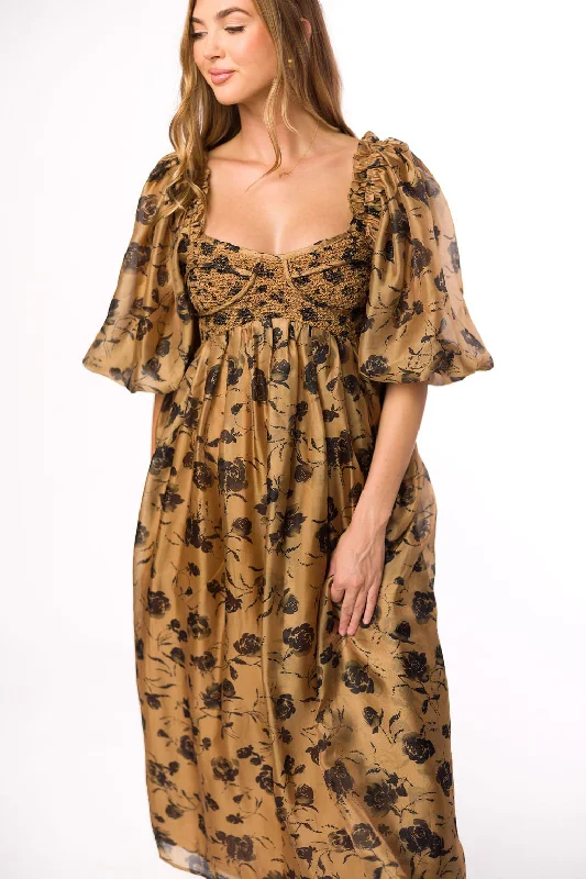 Midi dresses with satin - finish fabrics for a luxurious feel Harlow Camel & Black Floral Maxi Dress with Stretchy Neckline - Bump Friendly (Read Description) Midi dresses with satin - finish fabrics for a luxurious feel Harlow Camel & Black Floral Maxi Dress with Stretchy Neckline - Bump Friendly (Read Description)