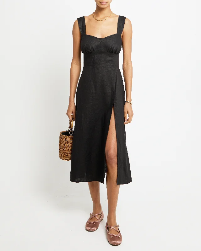 Midi dresses with ribbed textures for a unique and tactile appearance Cassia Linen Dress