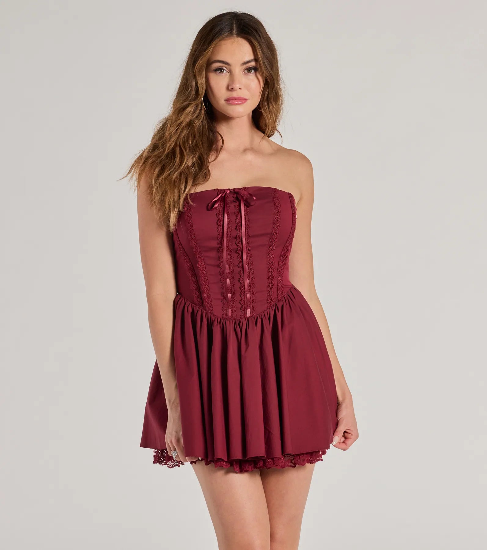 Cotton mini dresses for a comfortable everyday option Adorably Flirty Lace Trim Drop Waist Skater Dress Cotton mini dresses for a comfortable everyday option Adorably Flirty Lace Trim Drop Waist Skater Dress