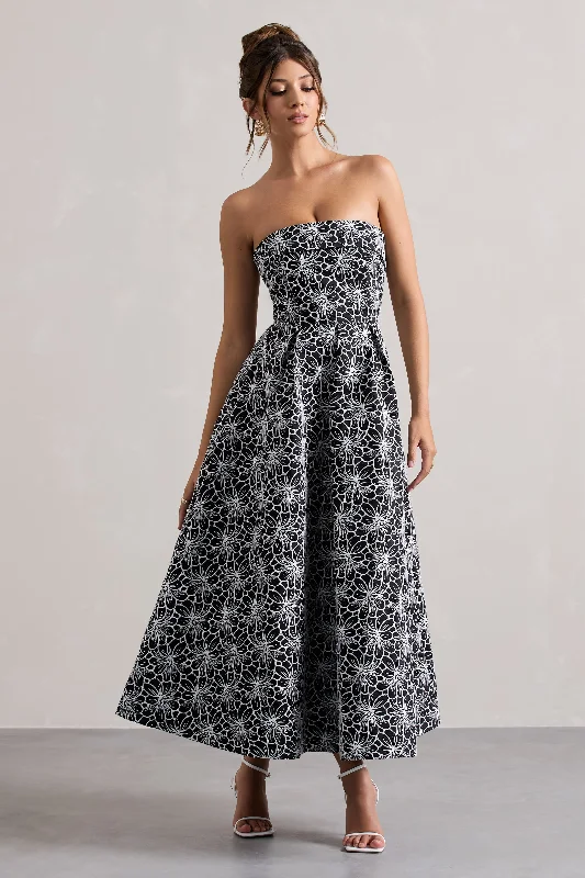 Midi dresses with one - shoulder designs for a modern and asymmetric style Myleen | Black Lace Strapless Midi Dress Midi dresses with one - shoulder designs for a modern and asymmetric style Myleen | Black Lace Strapless Midi Dress