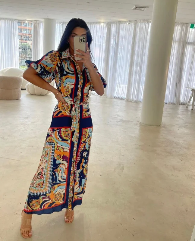 Midi dresses with ruffled bodices for a more pronounced feminine look DAPHNE MAXI DRESS -NAVY Midi dresses with ruffled bodices for a more pronounced feminine look DAPHNE MAXI DRESS -NAVY