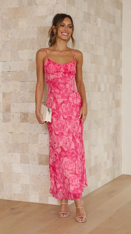 Midi dresses with sheer panels for a touch of allure Margie Midi Dress - Pink Floral Midi dresses with sheer panels for a touch of allure Margie Midi Dress - Pink Floral