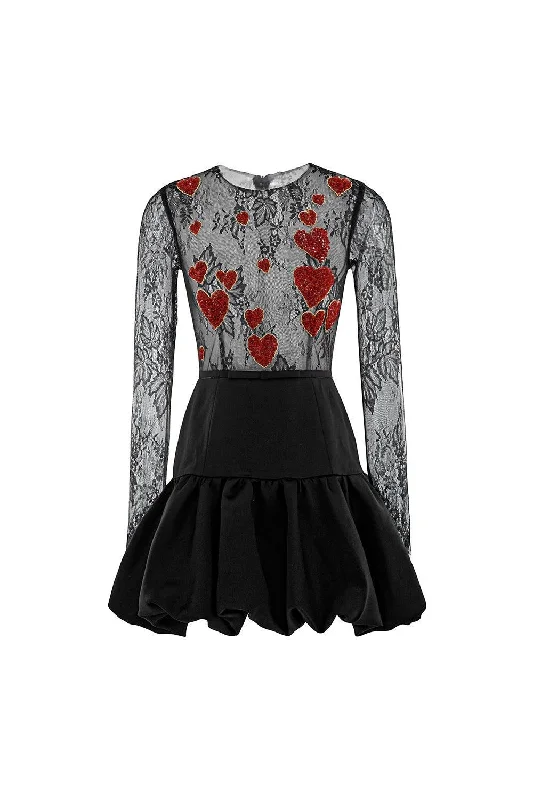 Mini dresses with gathered skirts for a voluminous effect Chaos A-line Long Sleeved Lace Mini Dress Mini dresses with gathered skirts for a voluminous effect Chaos A-line Long Sleeved Lace Mini Dress