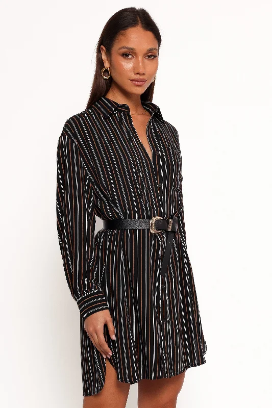 Polyester mini dresses for easy care Elsa Shirt - Black Camel
