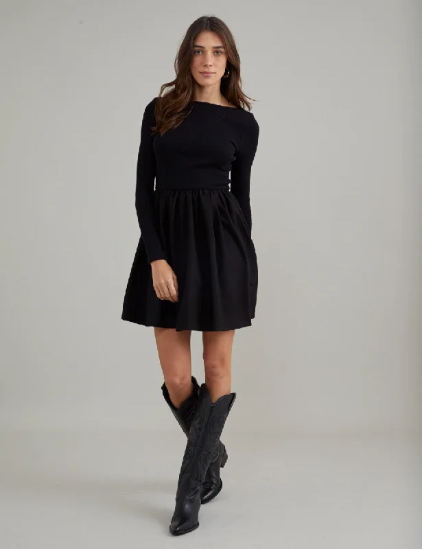 Mini dresses with criss - cross backs for a flirty look Black Long Sleeve A-Line Penni Mini Dress Mini dresses with criss - cross backs for a flirty look Black Long Sleeve A-Line Penni Mini Dress
