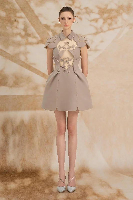 Ruffled mini dresses for a romantic touch Lucrezia A-line Collared Neck Polycotton Mini Dress Ruffled mini dresses for a romantic touch Lucrezia A-line Collared Neck Polycotton Mini Dress