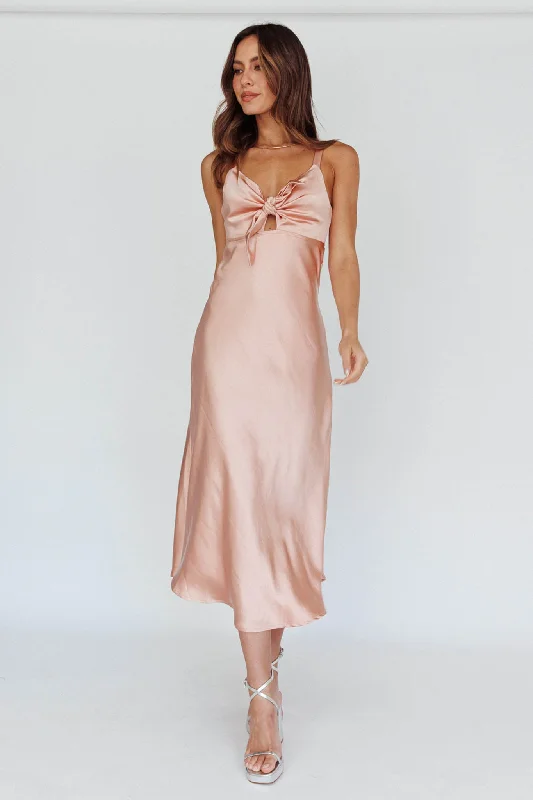 Midi dresses with ruffled hems for a romantic date night Perfect Day Satin Midi Dress Blush Midi dresses with ruffled hems for a romantic date night Perfect Day Satin Midi Dress Blush