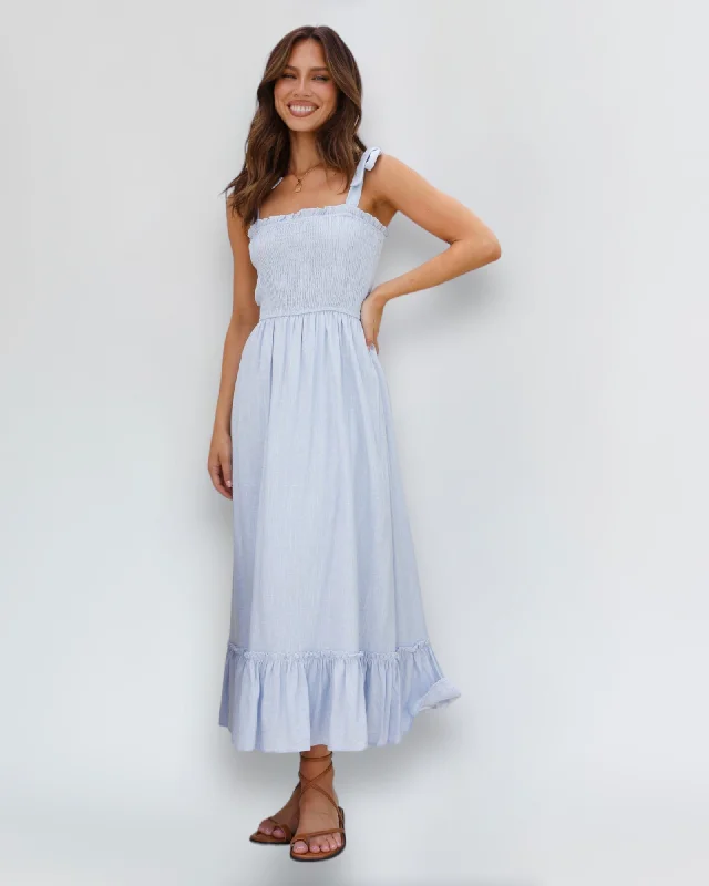 Midi dresses with one - shoulder designs for a modern and asymmetric style AAYLA MIDI DRESS -LIGHT BLUE Midi dresses with one - shoulder designs for a modern and asymmetric style AAYLA MIDI DRESS -LIGHT BLUE