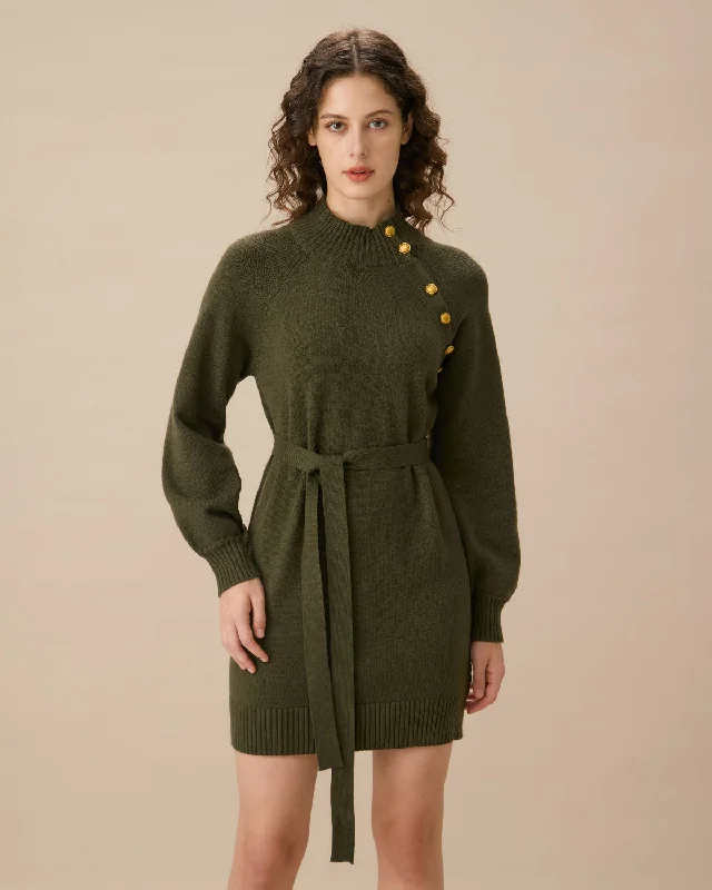 Sheer mini dresses with lace inserts Green Lantern Sleeve Sweater Mini Dress