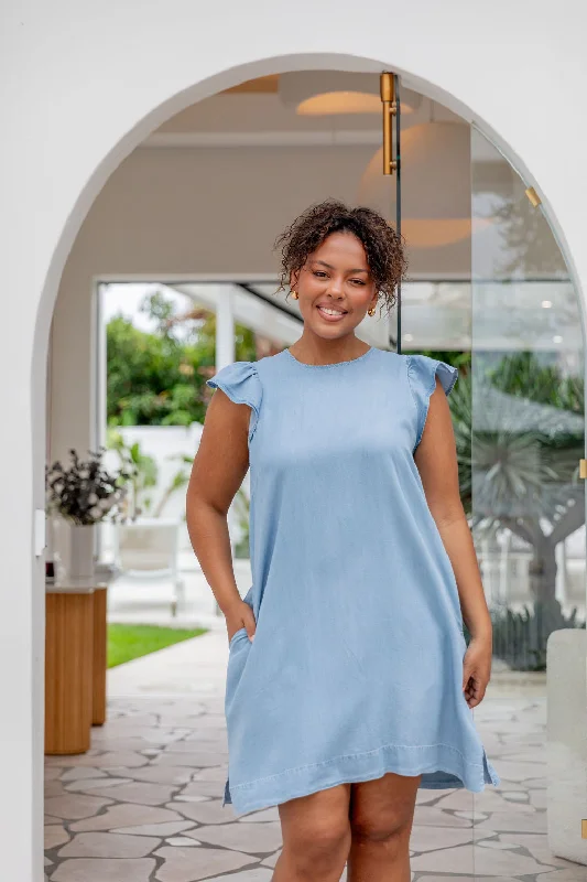 Mini dresses with halter necks for a stylish choice Stevie Frill Dress in Light Blue Mini dresses with halter necks for a stylish choice Stevie Frill Dress in Light Blue