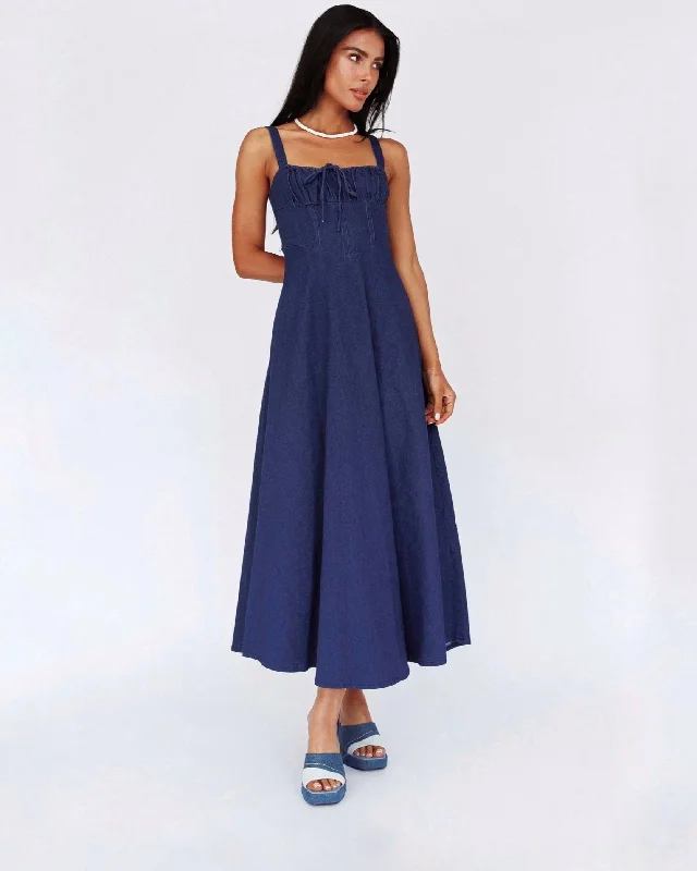 Sheath midi dresses with beaded embellishments for a formal occasion CHRISSY MAXI DRESS -INDIGO Sheath midi dresses with beaded embellishments for a formal occasion CHRISSY MAXI DRESS -INDIGO