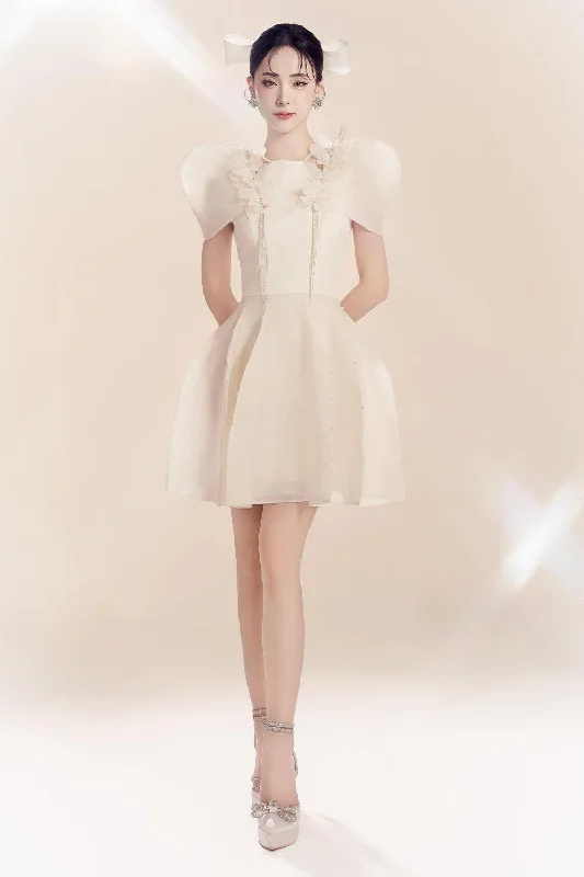Velvet mini dresses for autumn weddings Scentory A-line Puffy Sleeved Organza Mini Dress Velvet mini dresses for autumn weddings Scentory A-line Puffy Sleeved Organza Mini Dress