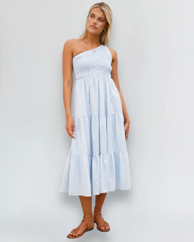 Wrap - style midi dresses in silk for a sophisticated office look AMOY MIDI DRESS -BLUE Wrap - style midi dresses in silk for a sophisticated office look AMOY MIDI DRESS -BLUE