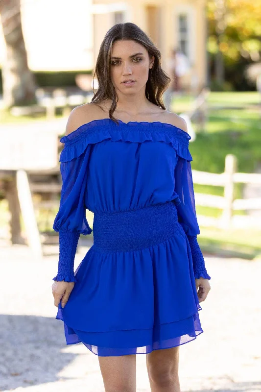 Velvet mini dresses for autumn weddings Alma Mini Dress Royal Blue