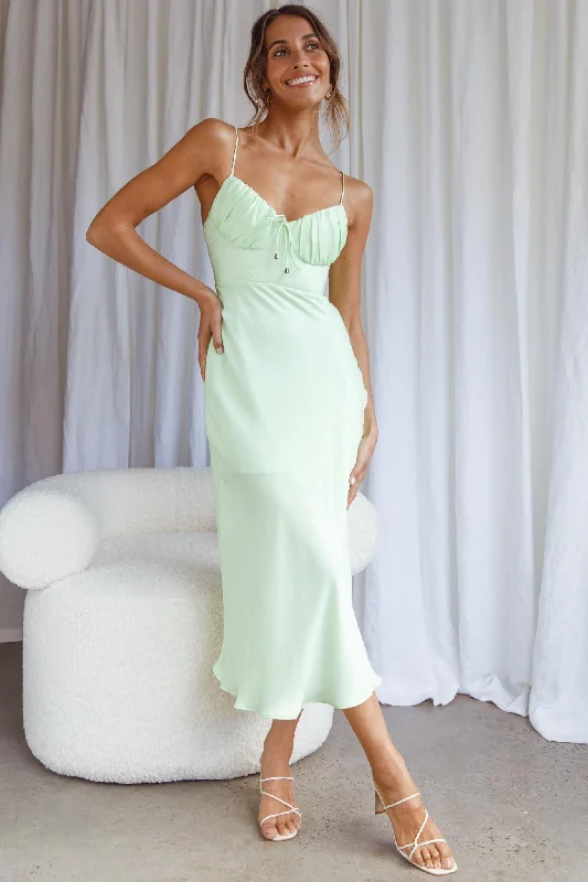 Midi dresses with wrap - around skirts for a customizable fit Malibu Gathered Bust Cami Strap Midi Dress Apple Midi dresses with wrap - around skirts for a customizable fit Malibu Gathered Bust Cami Strap Midi Dress Apple