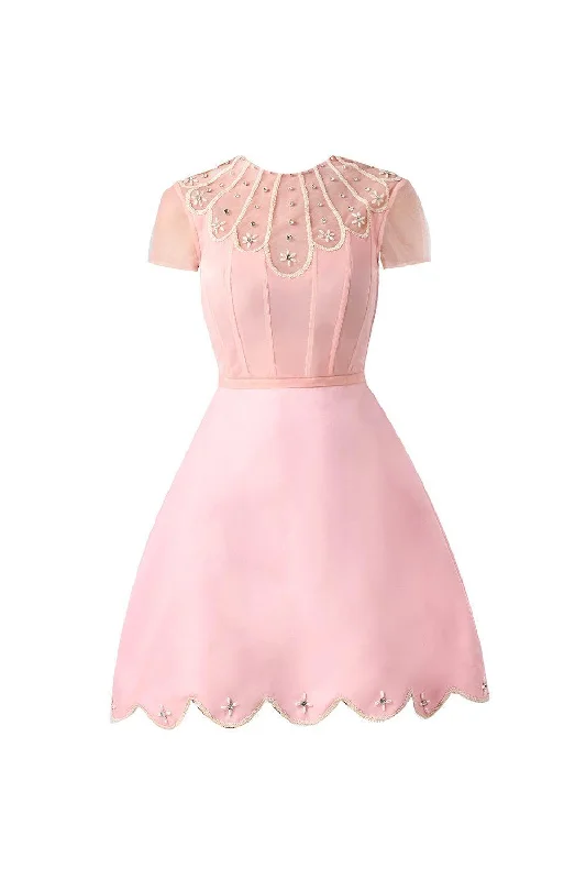 Mini dresses with embroidered details for a unique touch Beasley A-line Short Sleeved Taffeta Mini Dress Mini dresses with embroidered details for a unique touch Beasley A-line Short Sleeved Taffeta Mini Dress