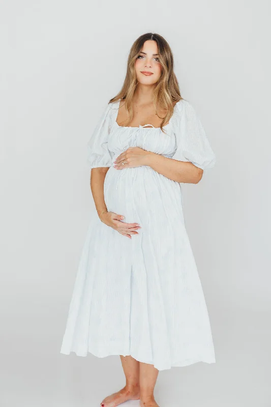 Midi dresses with fringe details for a fun and energetic style Edda Coastal Midi Dress in Light Blue - Bump Friendly & Inclusive Sizing (S-3XL) Midi dresses with fringe details for a fun and energetic style Edda Coastal Midi Dress in Light Blue - Bump Friendly & Inclusive Sizing (S-3XL)