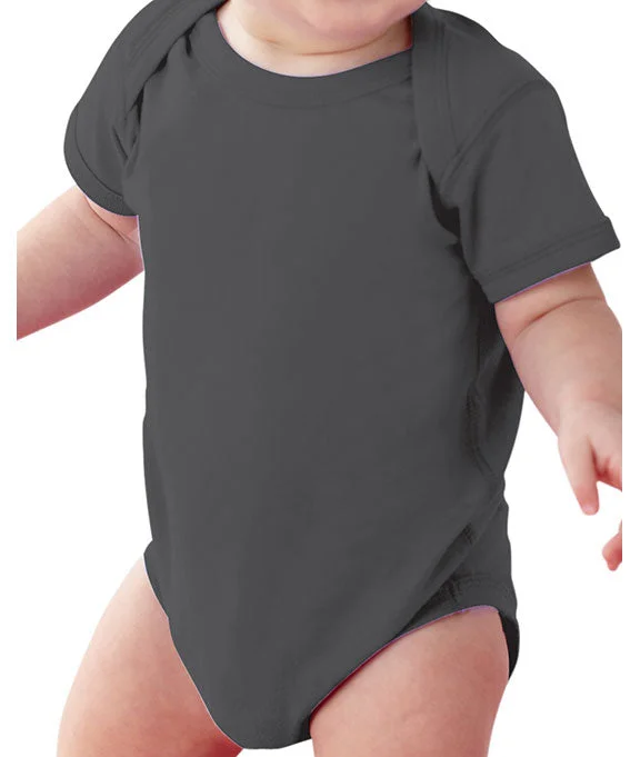 Women's cropped sweatshirt with a lace - trimmed hem for a romantic look4424 - Rabbit Skins Infant Fine Jersey Lap-Shoulder Bodysuit | Charcoal Women's cropped sweatshirt with a lace - trimmed hem for a romantic look4424 - Rabbit Skins Infant Fine Jersey Lap-Shoulder Bodysuit | Charcoal