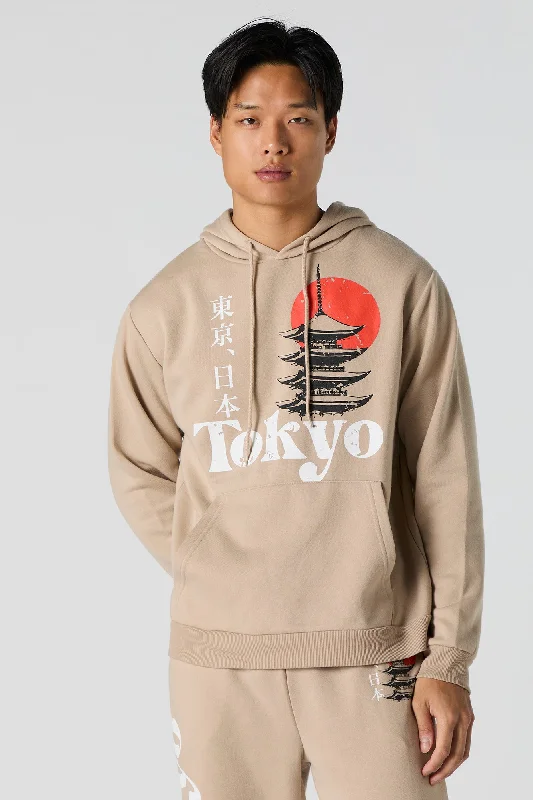 Women's hoodie with a kangaroo pocket and a pom - pom drawstring for added charmTokyo Graphic Fleece Hoodie Women's hoodie with a kangaroo pocket and a pom - pom drawstring for added charmTokyo Graphic Fleece Hoodie