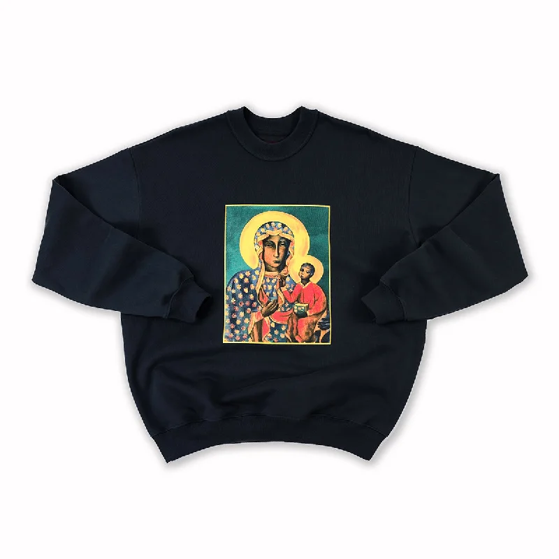 Women's quarter - zip sweatshirt made of organic cotton for eco - conscious fashionBlack Madonna Crewneck - Black Women's quarter - zip sweatshirt made of organic cotton for eco - conscious fashionBlack Madonna Crewneck - Black