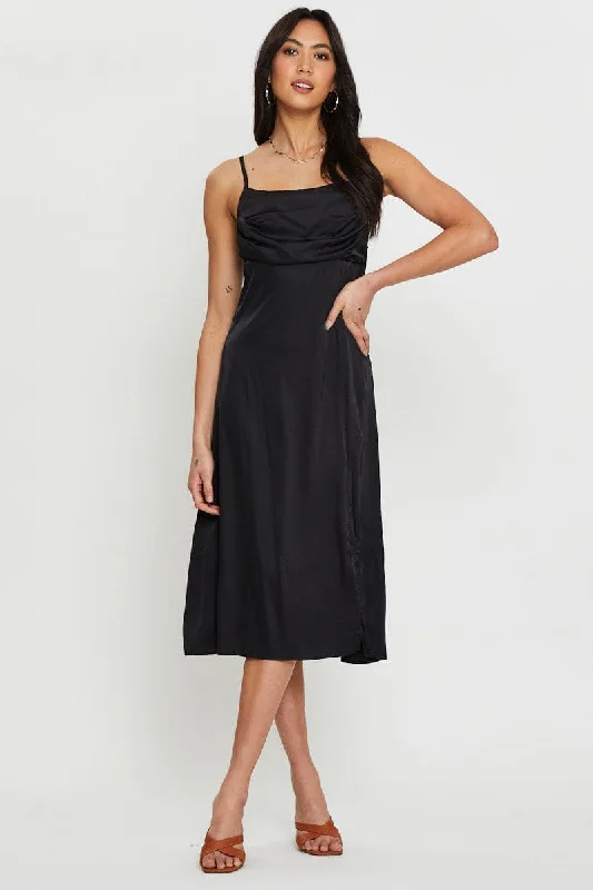 Ball Gown Women Dress with a Full Skirt for a Princess - like LookBlack Slip Dress Midi Ball Gown Women Dress with a Full Skirt for a Princess - like LookBlack Slip Dress Midi