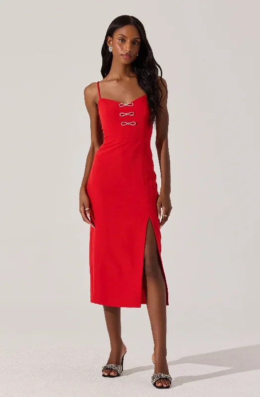 Plus Size Women Dress with a Flattering A - Line Cut for Comfort and StyleEmbellished Bow Detail Midi Dress