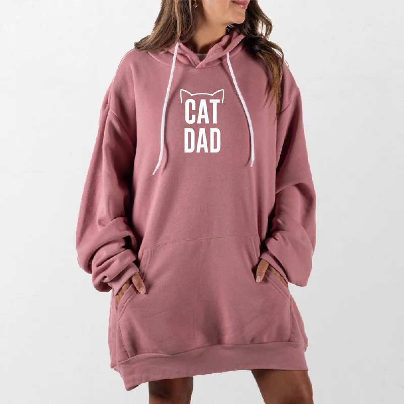 Women's hoodie with a kangaroo pocket and a pom - pom drawstring for added charmCat Dad Giant Hoodie Women's hoodie with a kangaroo pocket and a pom - pom drawstring for added charmCat Dad Giant Hoodie