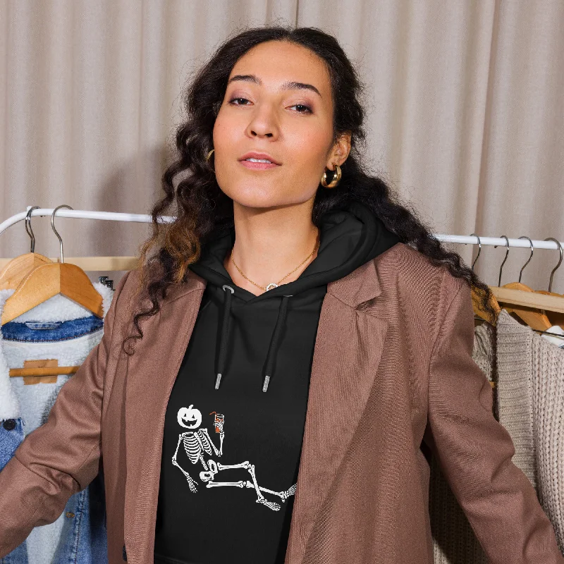 Women's hoodie with a detachable hood for customizable stylingChilling Pumpkin Head Skeleton Halloween Graphic Women Eco Raglan Hoodie Women's hoodie with a detachable hood for customizable stylingChilling Pumpkin Head Skeleton Halloween Graphic Women Eco Raglan Hoodie