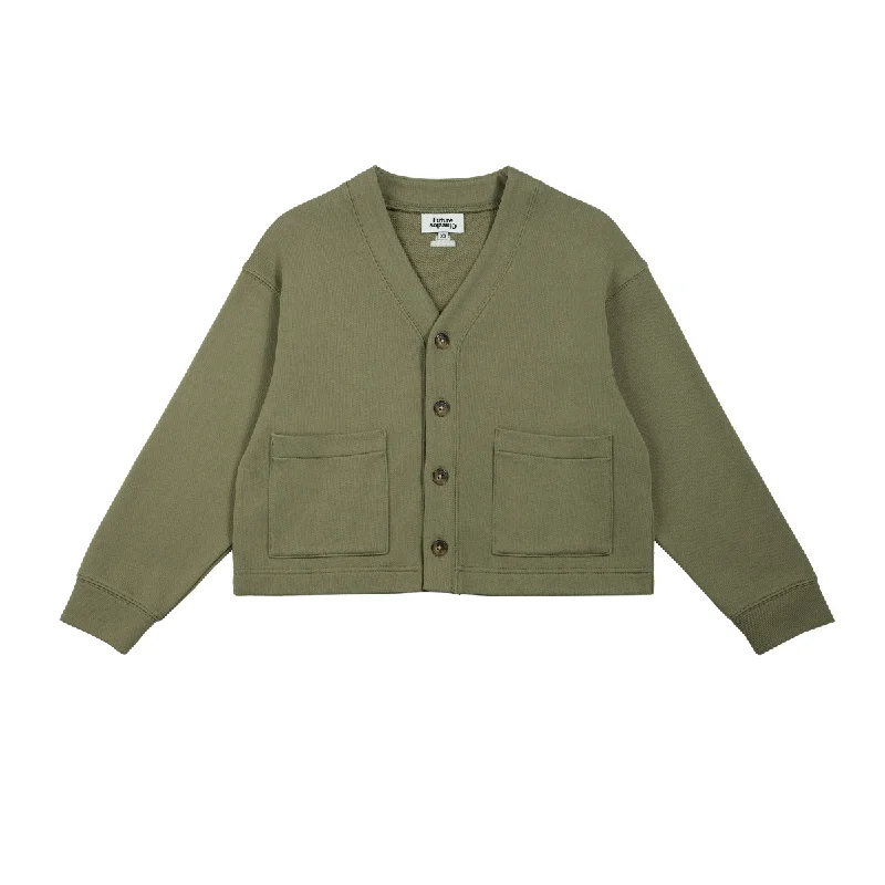 Women's mock - neck sweatshirt made of moisture - wicking material for fitness useCropped Cardigan Light Olive