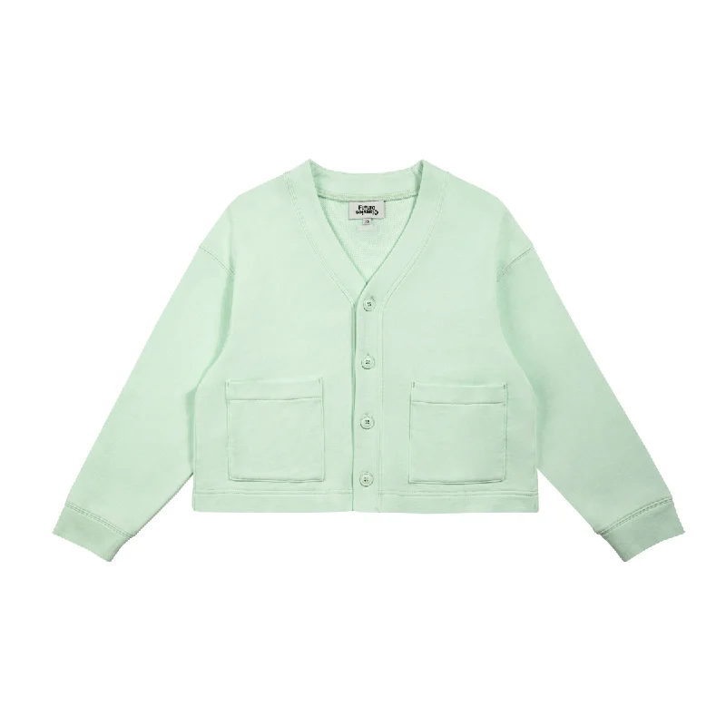 Women's tie - front hoodie in a lightweight fabric for summer layeringCropped Cardigan Light Green Women's tie - front hoodie in a lightweight fabric for summer layeringCropped Cardigan Light Green
