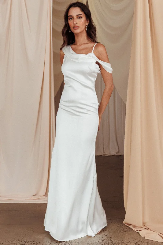 Sleeveless Women Dress in Bright Colors for Summer PartiesDawna Draped Sleeve Maxi Dress White Sleeveless Women Dress in Bright Colors for Summer PartiesDawna Draped Sleeve Maxi Dress White