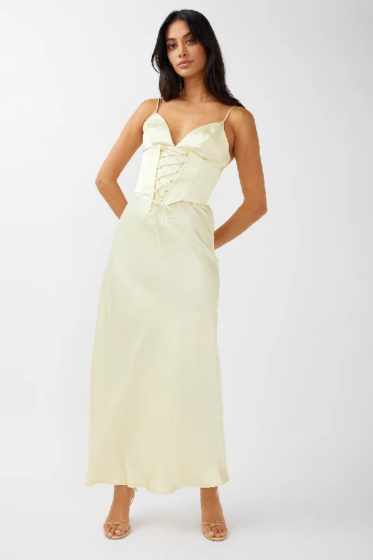 Sleeveless Women Dress in Bright Colors for Summer PartiesDowntown Cami Strap Corset Waist Dress Butter Sleeveless Women Dress in Bright Colors for Summer PartiesDowntown Cami Strap Corset Waist Dress Butter