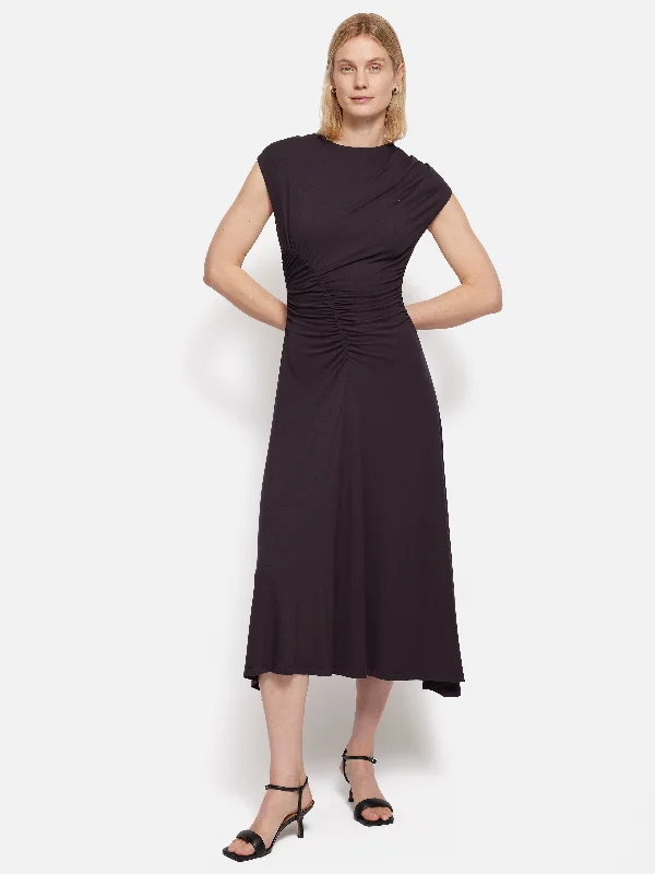 Strapless Women Dress with a Built - in Bra for Comfort and SupportDrape Pleat Jersey Dress | Raisin Strapless Women Dress with a Built - in Bra for Comfort and SupportDrape Pleat Jersey Dress | Raisin