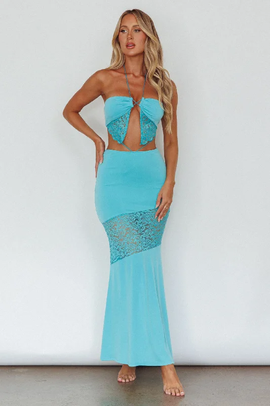 Mini Women Dress with a Short Hem for a Young and Trendy StyleFlorida Lace Insert Cut-Out Maxi Dress Blue