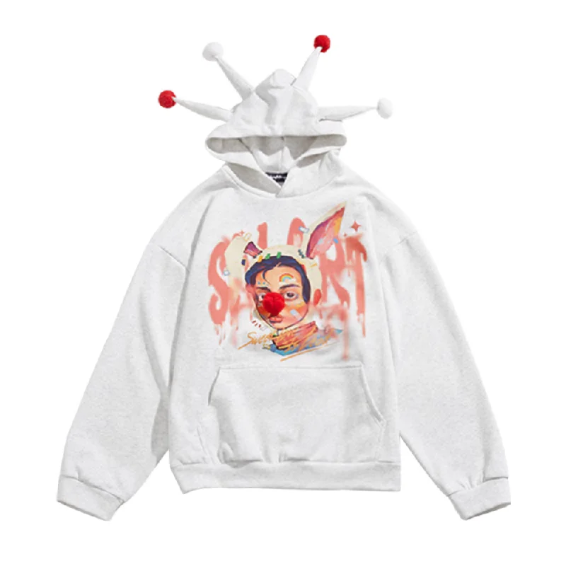 Women's tie - dye hoodie in bright colors for a retro and eye - catching styleFunny Joker Print Hoodie