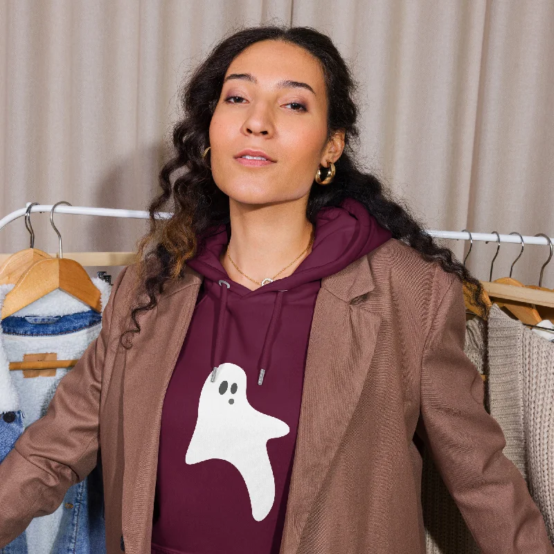 Women's long - sleeve cropped sweatshirt with ribbed cuffs for a snug fitGhost Halloween Graphic Women Eco Raglan Hoodie Women's long - sleeve cropped sweatshirt with ribbed cuffs for a snug fitGhost Halloween Graphic Women Eco Raglan Hoodie