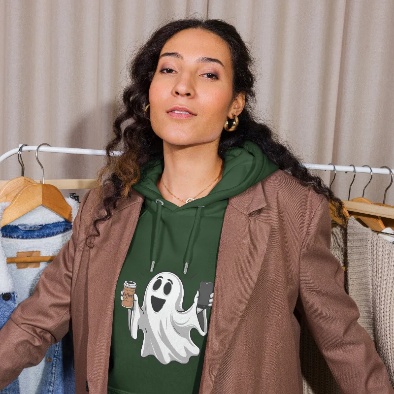 Women's sherpa - lined hoodie for extreme cold weather outdoor activitiesGhost with Coffee Halloween Graphic Women Eco Raglan Hoodie Women's sherpa - lined hoodie for extreme cold weather outdoor activitiesGhost with Coffee Halloween Graphic Women Eco Raglan Hoodie
