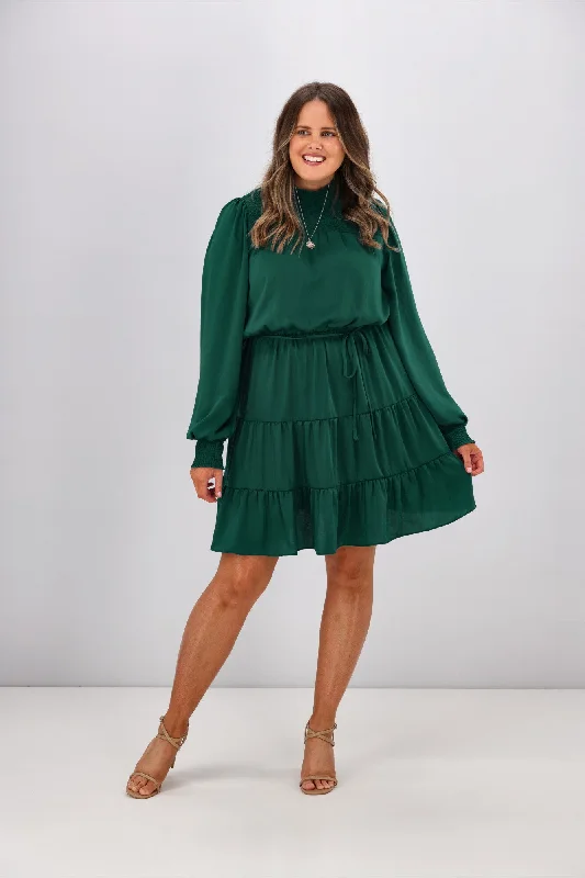 Ruffled Women Dress with Multiple Layers for a Playful and Girly StyleGloss by Shine On Mandy Long Sleeve Tiered Dress Jade Ruffled Women Dress with Multiple Layers for a Playful and Girly StyleGloss by Shine On Mandy Long Sleeve Tiered Dress Jade