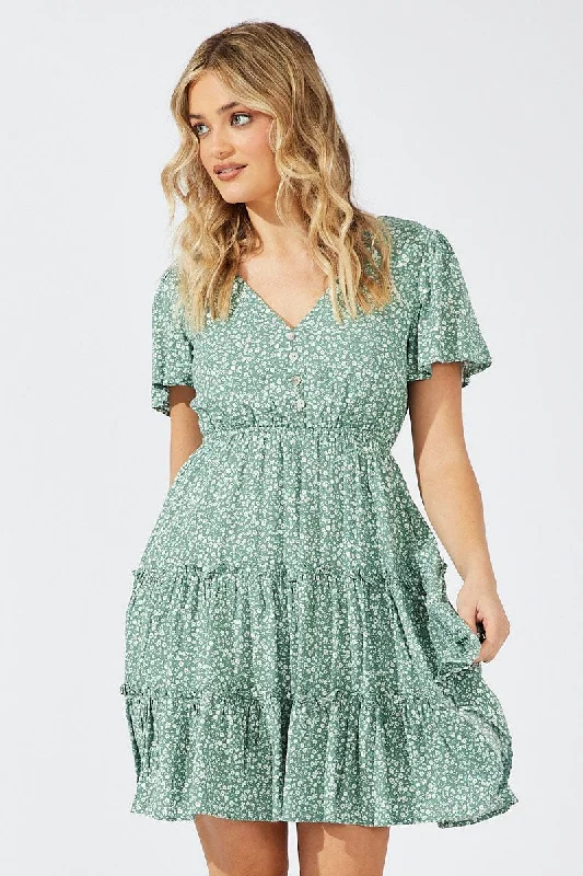 Little Black Women Dress with Sequins for a Glamorous Night OutGreen Ditsy Fit And Flare Dress V-neck Mini Little Black Women Dress with Sequins for a Glamorous Night OutGreen Ditsy Fit And Flare Dress V-neck Mini