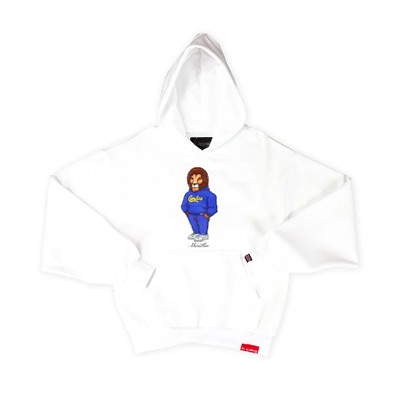 Women's fleece - lined hoodie with thumbholes for warmth in winterLeo The Marathon Lion (Crenshaw Hoodie) Hoodie - White Women's fleece - lined hoodie with thumbholes for warmth in winterLeo The Marathon Lion (Crenshaw Hoodie) Hoodie - White