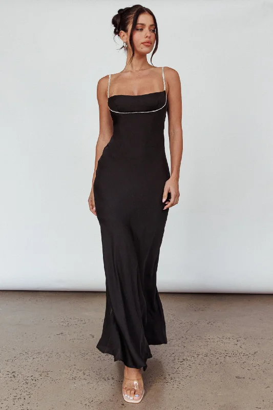 Ball Gown Women Dress with a Full Skirt for a Princess - like LookLinka Diamante Strap Maxi Dress Black Ball Gown Women Dress with a Full Skirt for a Princess - like LookLinka Diamante Strap Maxi Dress Black