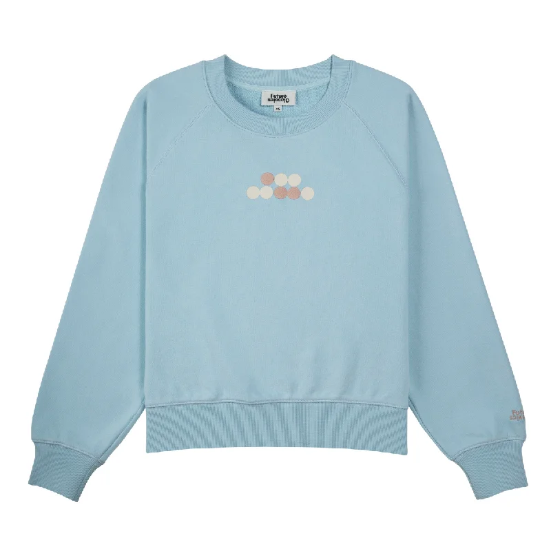 Women's cropped sweatshirt with a lace - trimmed hem for a romantic lookLoose Fit Sweatshirt Light Blue Women's cropped sweatshirt with a lace - trimmed hem for a romantic lookLoose Fit Sweatshirt Light Blue