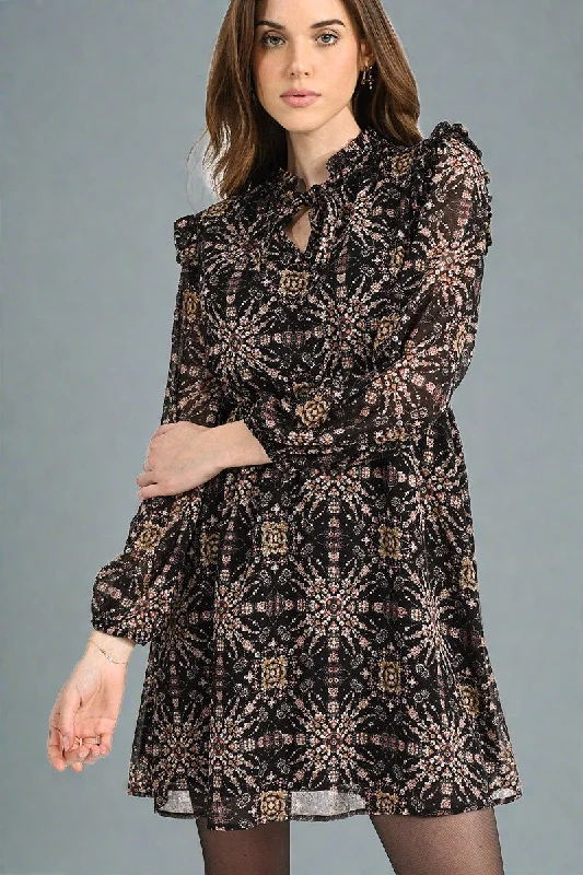 Long - Sleeve Women Dress in Velvet for a Luxurious Winter LookMolly Bracken Woven Dress Black Hortense Long - Sleeve Women Dress in Velvet for a Luxurious Winter LookMolly Bracken Woven Dress Black Hortense